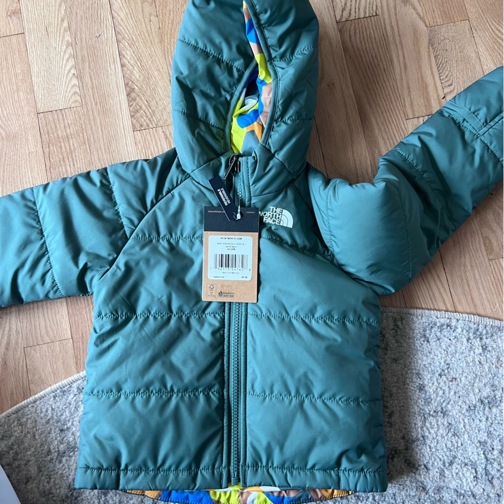 NWT North Face Reversible Down Coat | Size 18-24 months | Sage Green